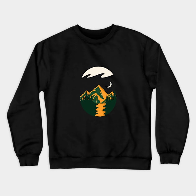 forest and hills retro style Crewneck Sweatshirt by Faishal Wira